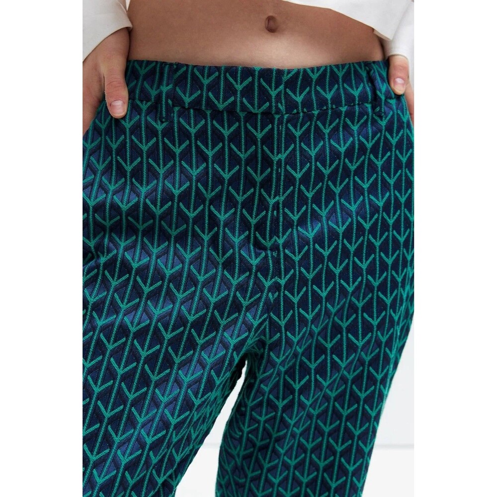 WILDFANG Women’s Slim Pant Green Multi Size 8 Empower Jacquard NWOT - Picture 3 of 16